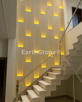 Modern Ushape backlight double height wall carving all India, Canada